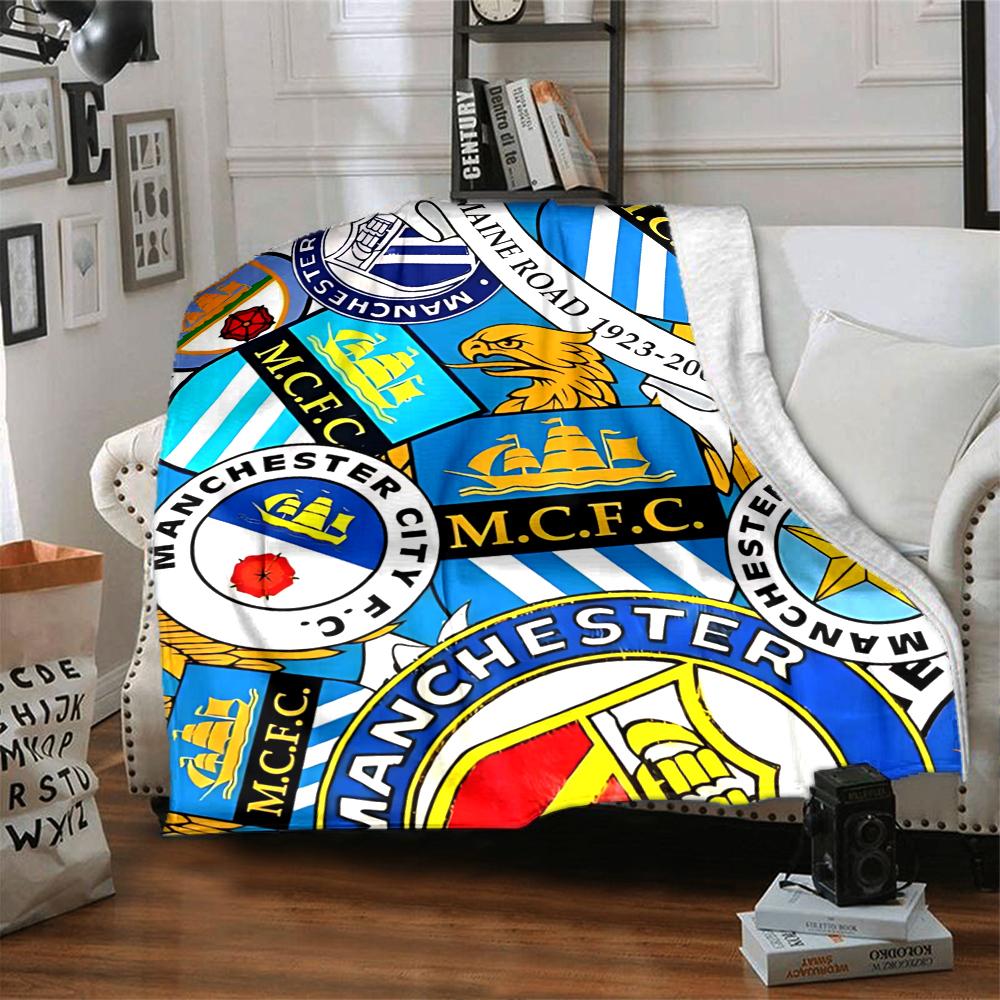 Manchester City Wappen Decken Flanell Bedruckt Atmungsaktiv Warm Überwurf für Zuhause Büro Bettwäsche 0708a21