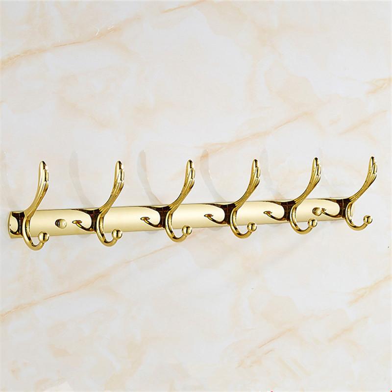 Wall Mounted Gold Bathroom Hooks Clothes Hat Hook Row Vintage Robe Hook Bathroom Robe Hook Bath Hardware Set Kitchen Hanger