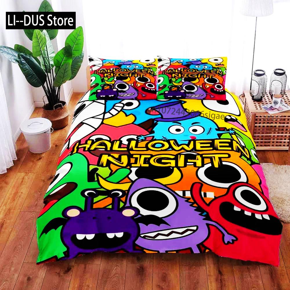 Halloween Kleines Monster Bettbezug Set King Queen Double Full Twin Einzelgröße Bettwäsche Set Bettdeckenbezug Kissenbezug