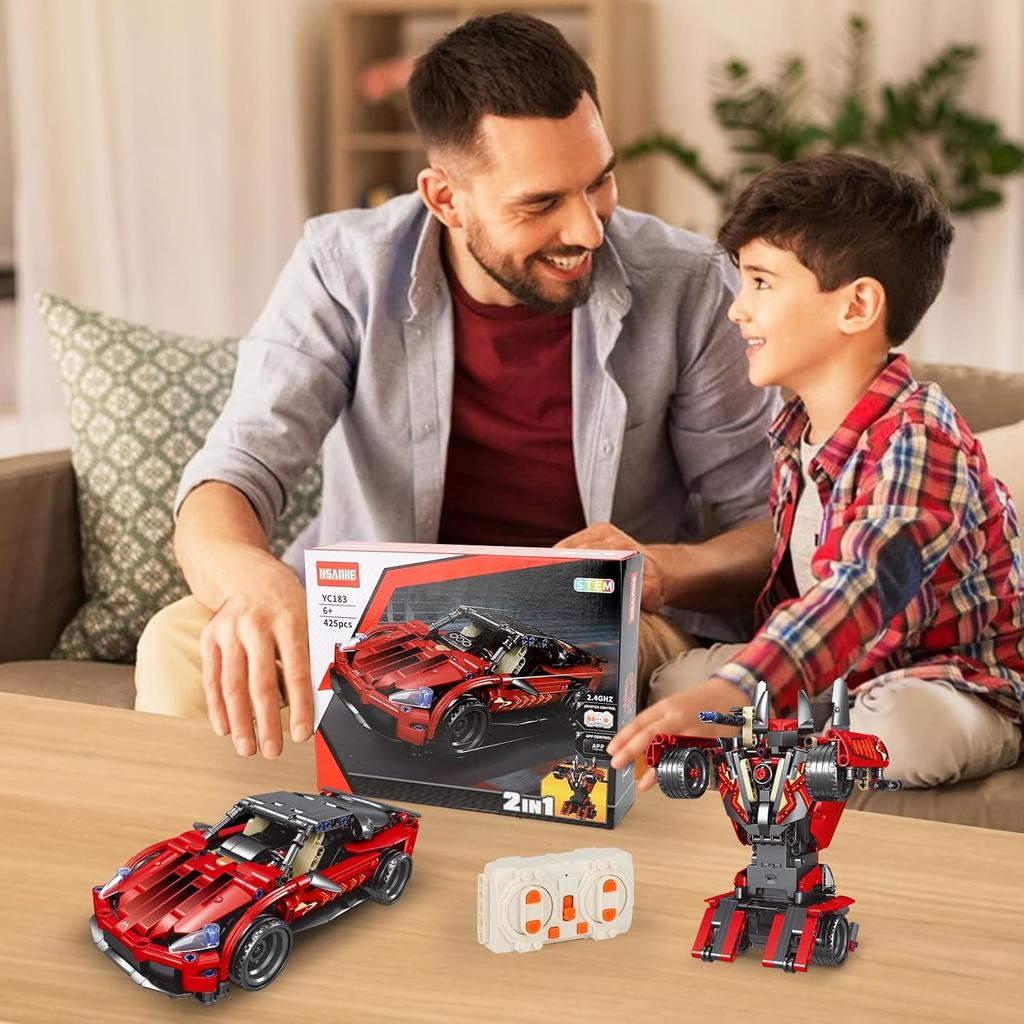 Remote Control Racing Car Building Kit, Compatible with Lego STEM Toys for Kids 2 in 1 Model Car Kit 425 PCS, Gifts Toys for Age 6-12 Years Old Kids