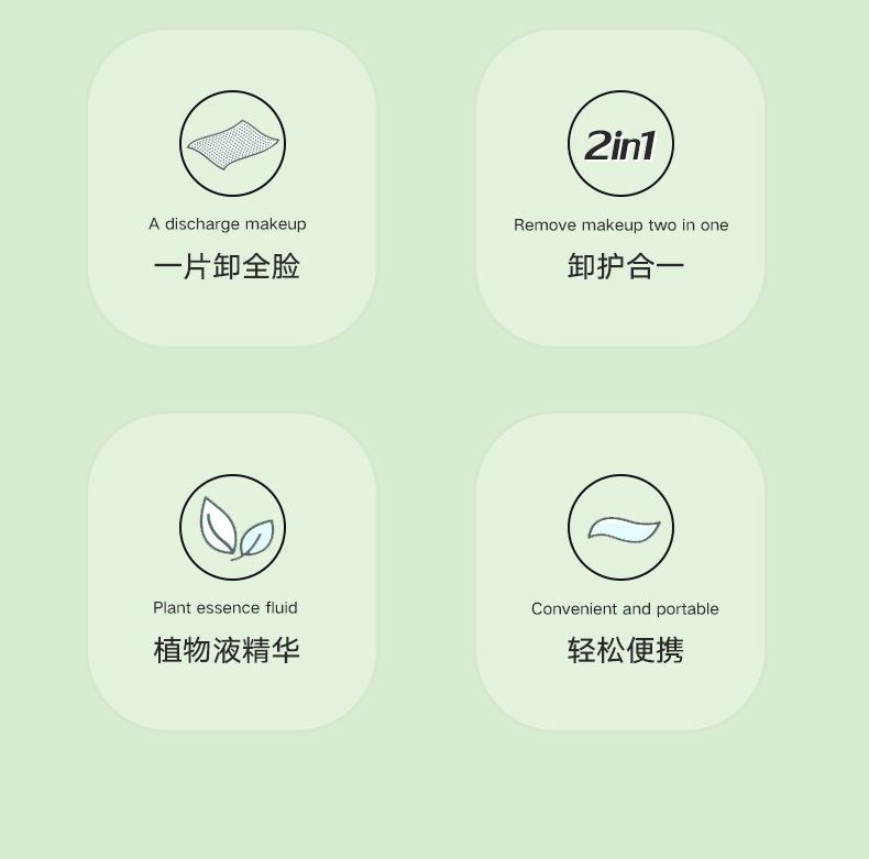 Avocado Plant Essence Water Makeup Remover Wet Tissue Paper Lazy Face Cleaner Makeup Remover Eye Lip Makeup Disposable Wipes Cotton Towel