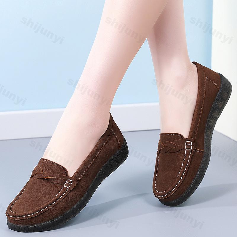 Fashion Women Casual Shoes Spring Fashion Brand Designer Loafers Faux Suede New Platform Soft Sole Non-slip Flat Shoes Zapatos Mujer