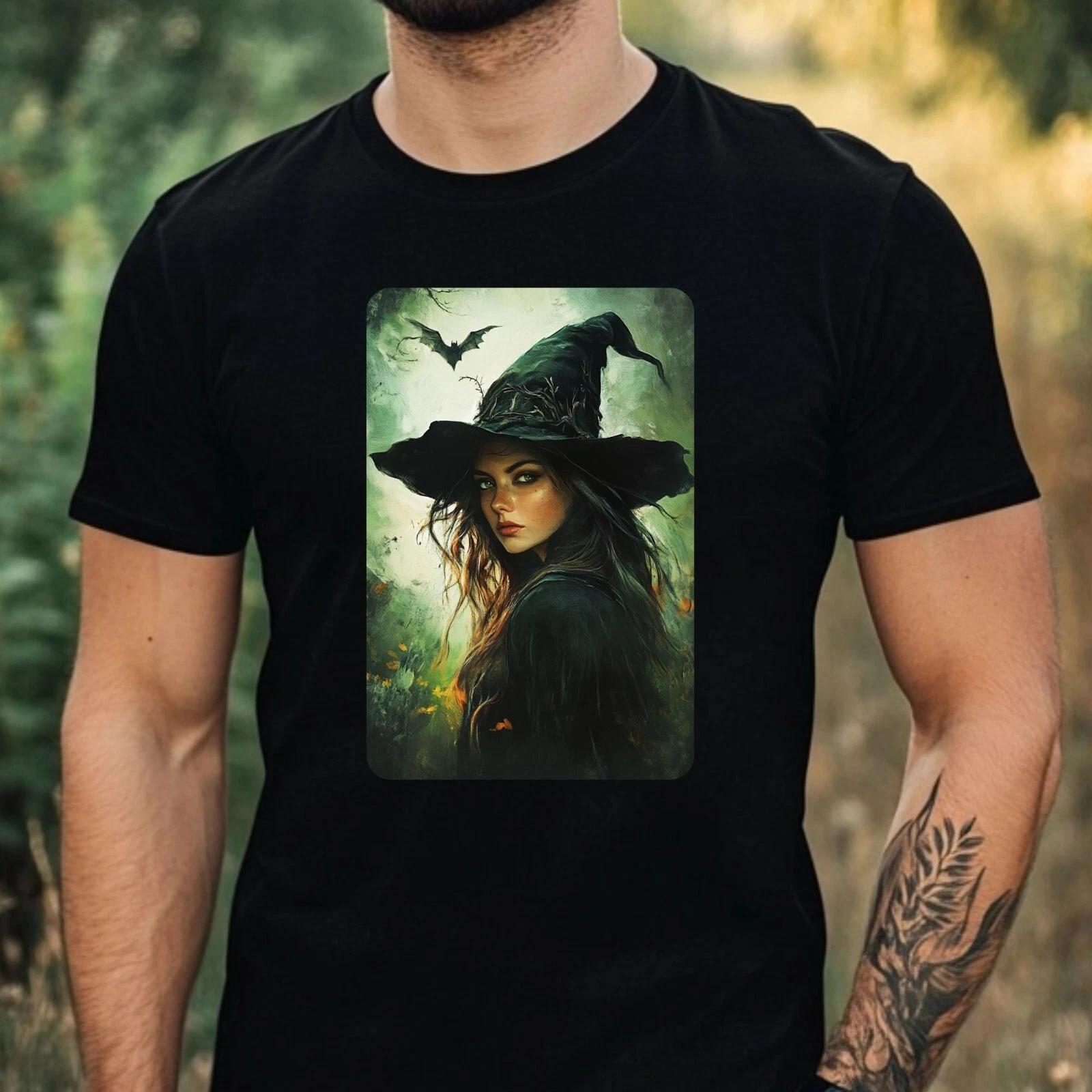 T-Shirt Herren Hexe Portrait Motiv Baumwolle Größe XS bis 5XL XXXXL