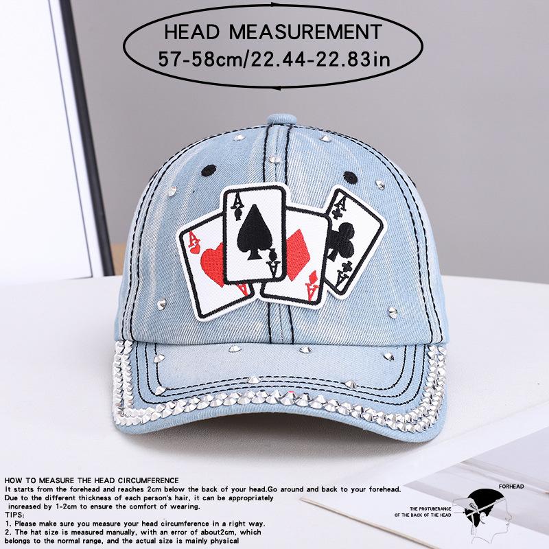 Fashion new handmade rhinestone baseball cap women's European and American fashion diamond-encrusted denim sunshade cap