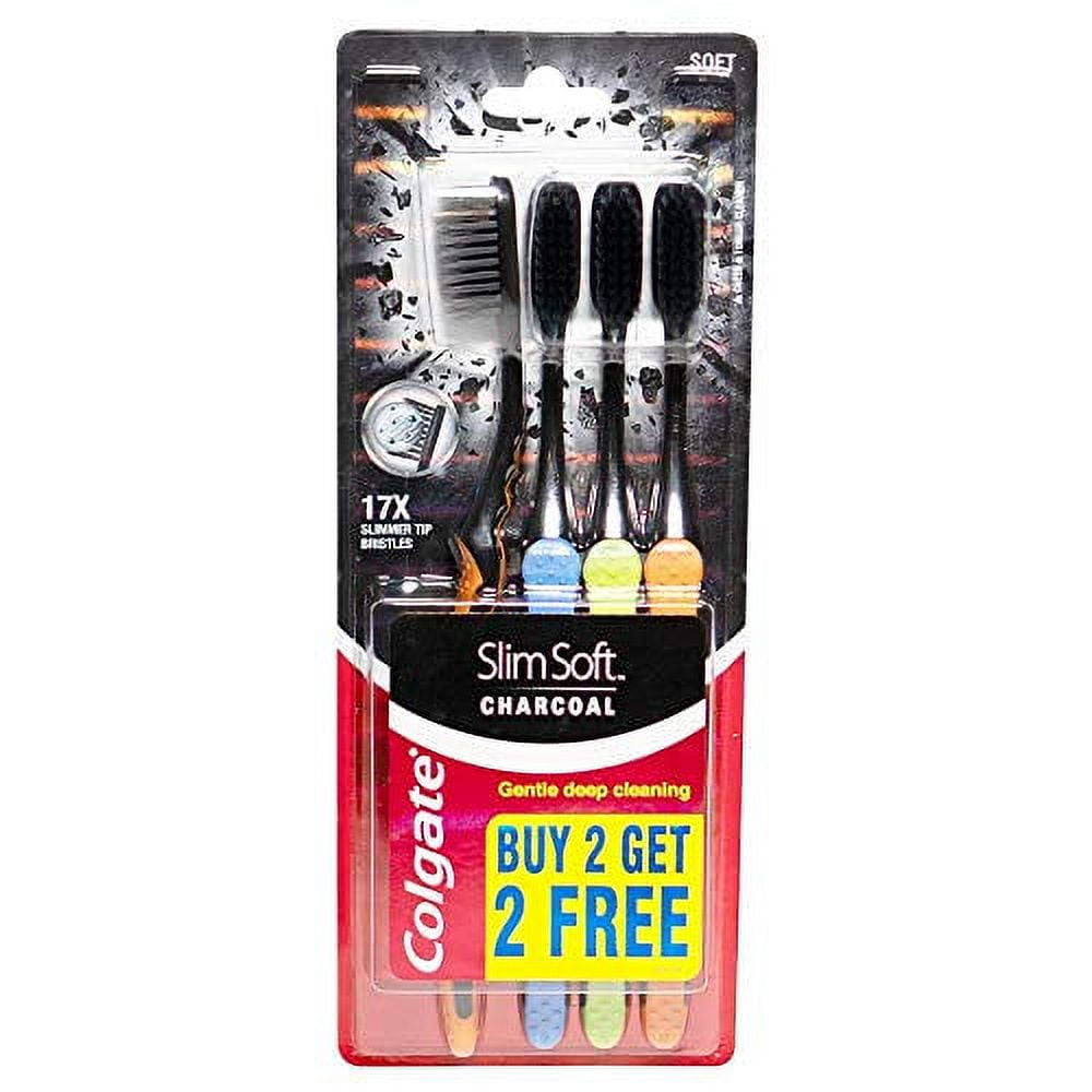 

Colgate Slim Soft Charcoal Toothbrush (Pack of 3) 17x Slimmer Soft Tip Bristles
