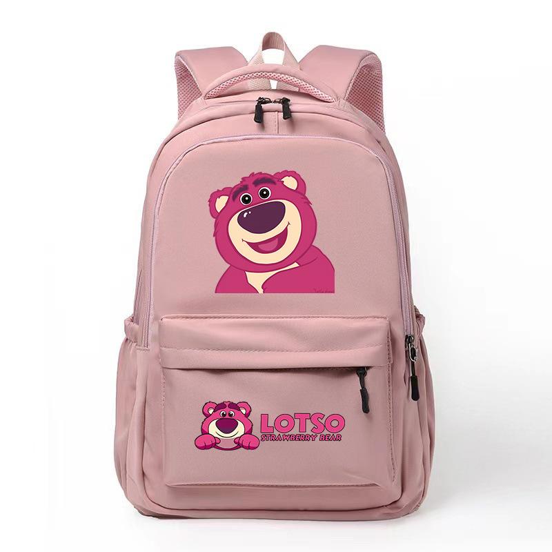 Cute Strawberry Bear Trend Backpack Men'S And Women'S Leisure Campus Student School Bag