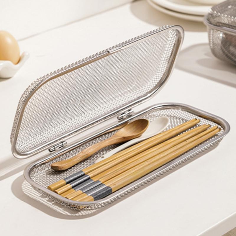 Silverware Basket Set for Dishwasher, 304 Stainless Steel Open-Grid Baskets with Rounded Shape for Grouping Forks, Spoons, Chopsticks and Small Pieces