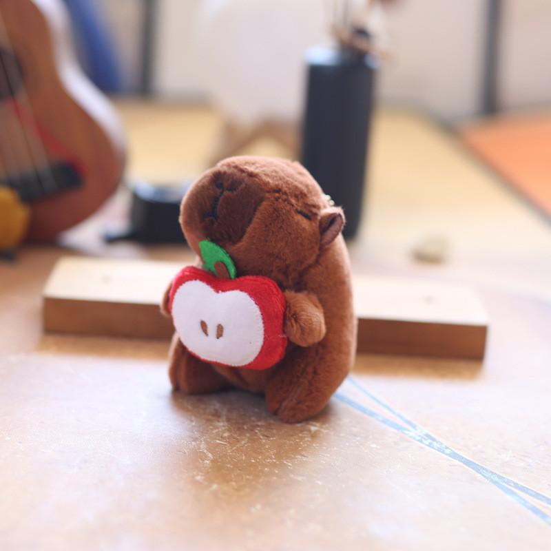Adorable Cute Capybara Plush Keychain Stuffed Toy With Soft Short Fur Design