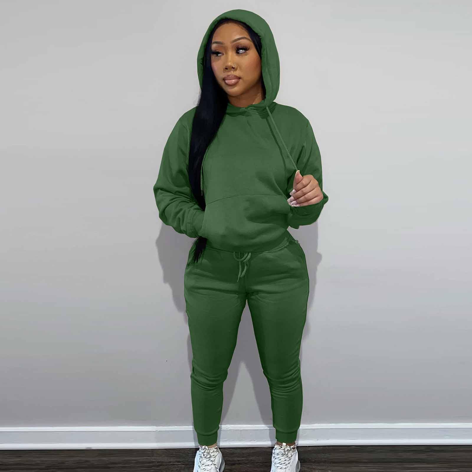 

Жіночий І Зимовий Утеплений Худі Спортивний Костюм Двійка XXL зелений