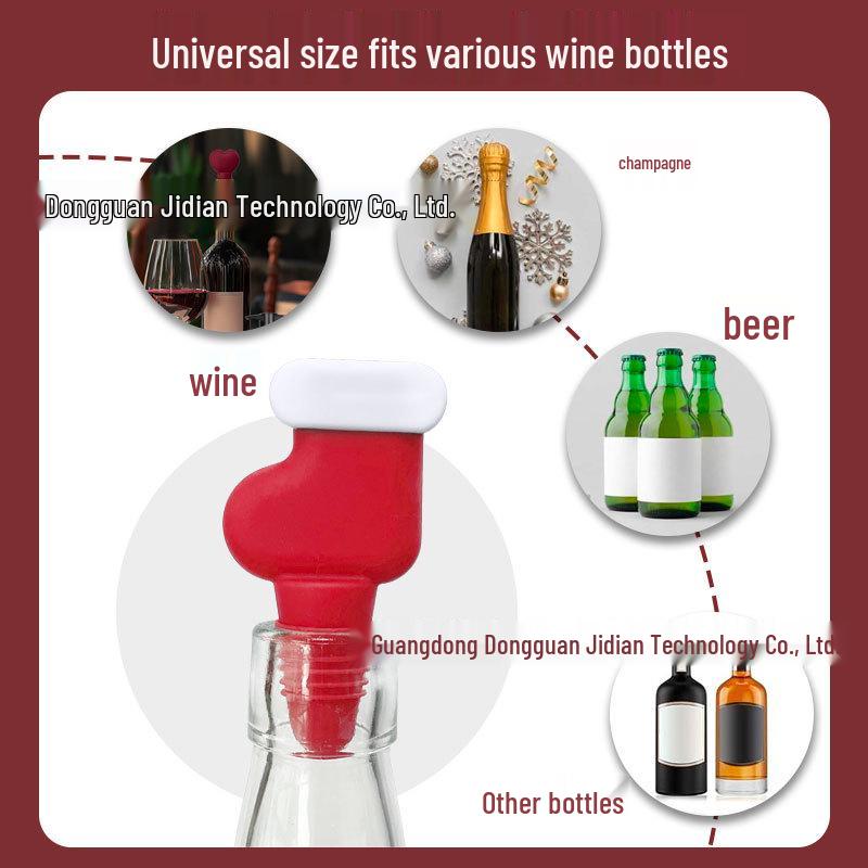 Christmas Silicone Wine and Champagne Bottle Stopper & Pourer