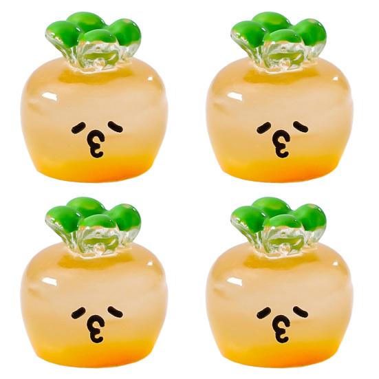 4Pcs Mini Resin Vegetable Figurines Cute Car Dashboard Decor, Adhesive Mounted Resin Car Interior Decorations for Women, Mini Dashboard Ornaments