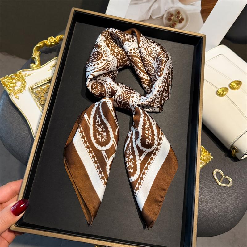 

Luxury Paisley Print Satin Square Scarf Women Shawl Hijab Neckerchief Female Hair Ribbon Headband Fashion Wrap Bandana 70X70CM