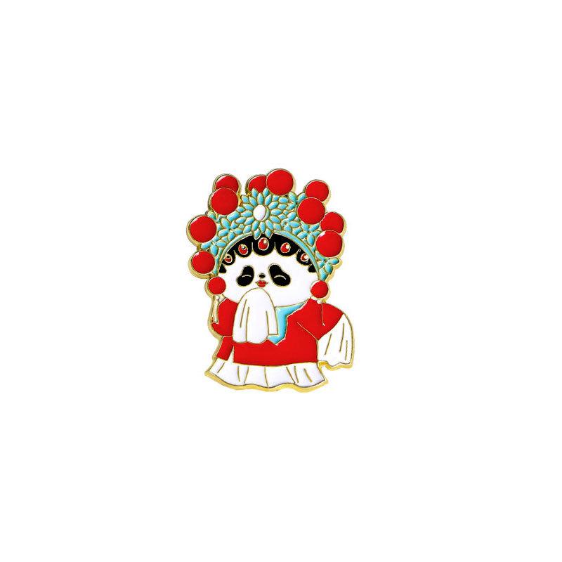 Zinc Alloy Enamel Dropping Brooch, Cute Cartoon Lucky Panda Snake Pattern 2025 Year of the Snake, New Year Festival Decorative Lapel Pin Badge
