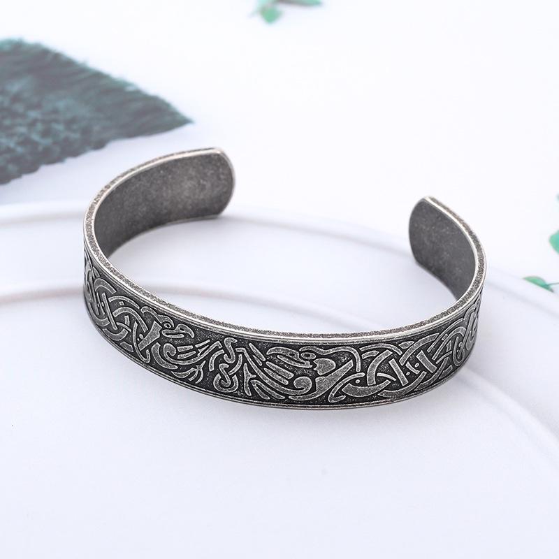 Nordic Viking Raven Celtic Knot Titanium Steel Bracelet for Men