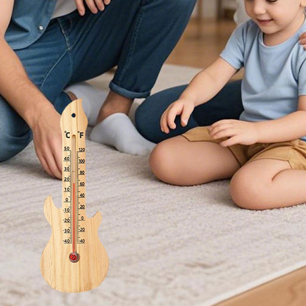 Wooden Wall Thermometer Hygrometer for Indoor and Outdoor Use Dual Scale Celsius Fahrenheit Temperature Monitor