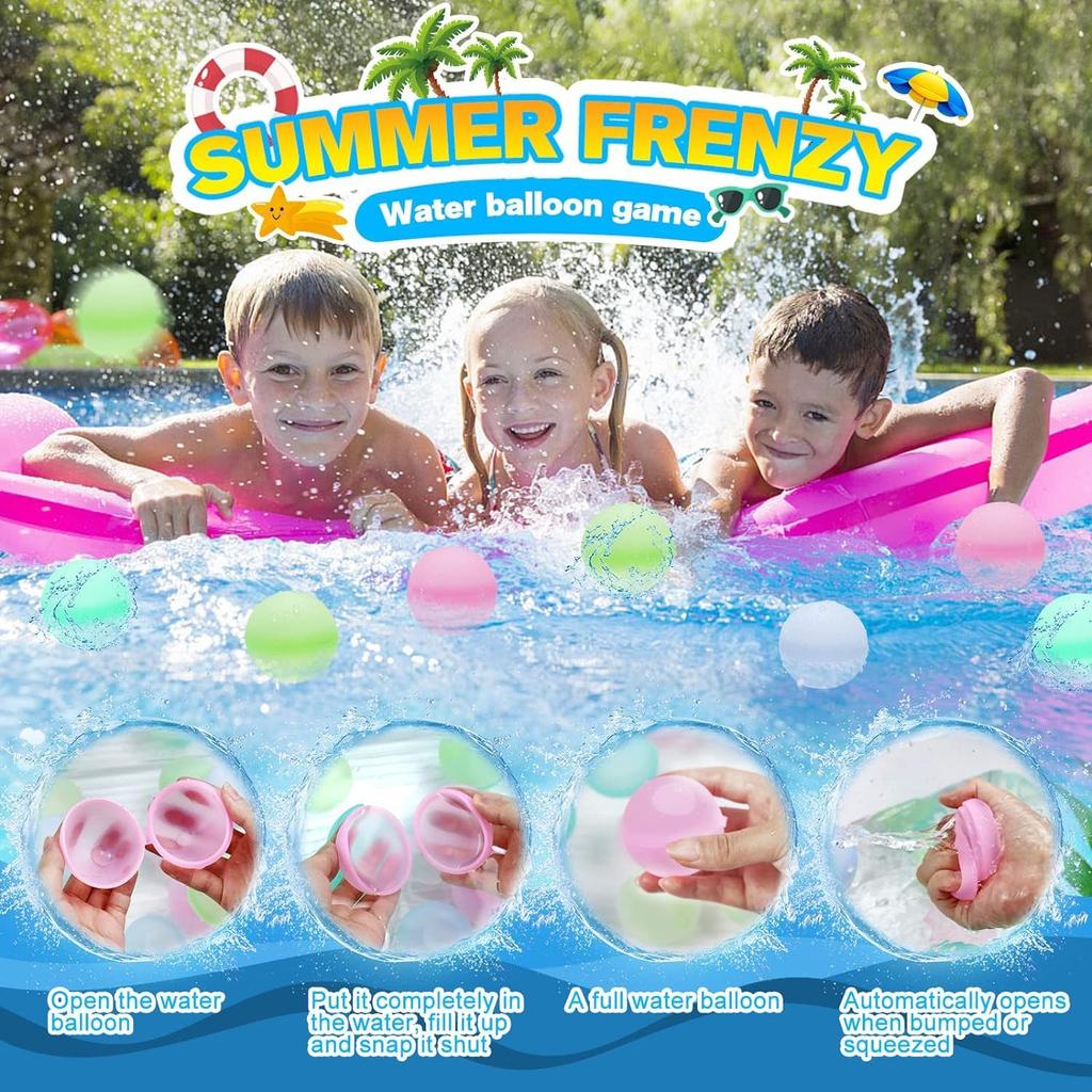 Reusable Water Balloons Toys Silicone Refillable Water Balls Beach Pool Toys Kids Summer Outdoor Activities Water Games Toy