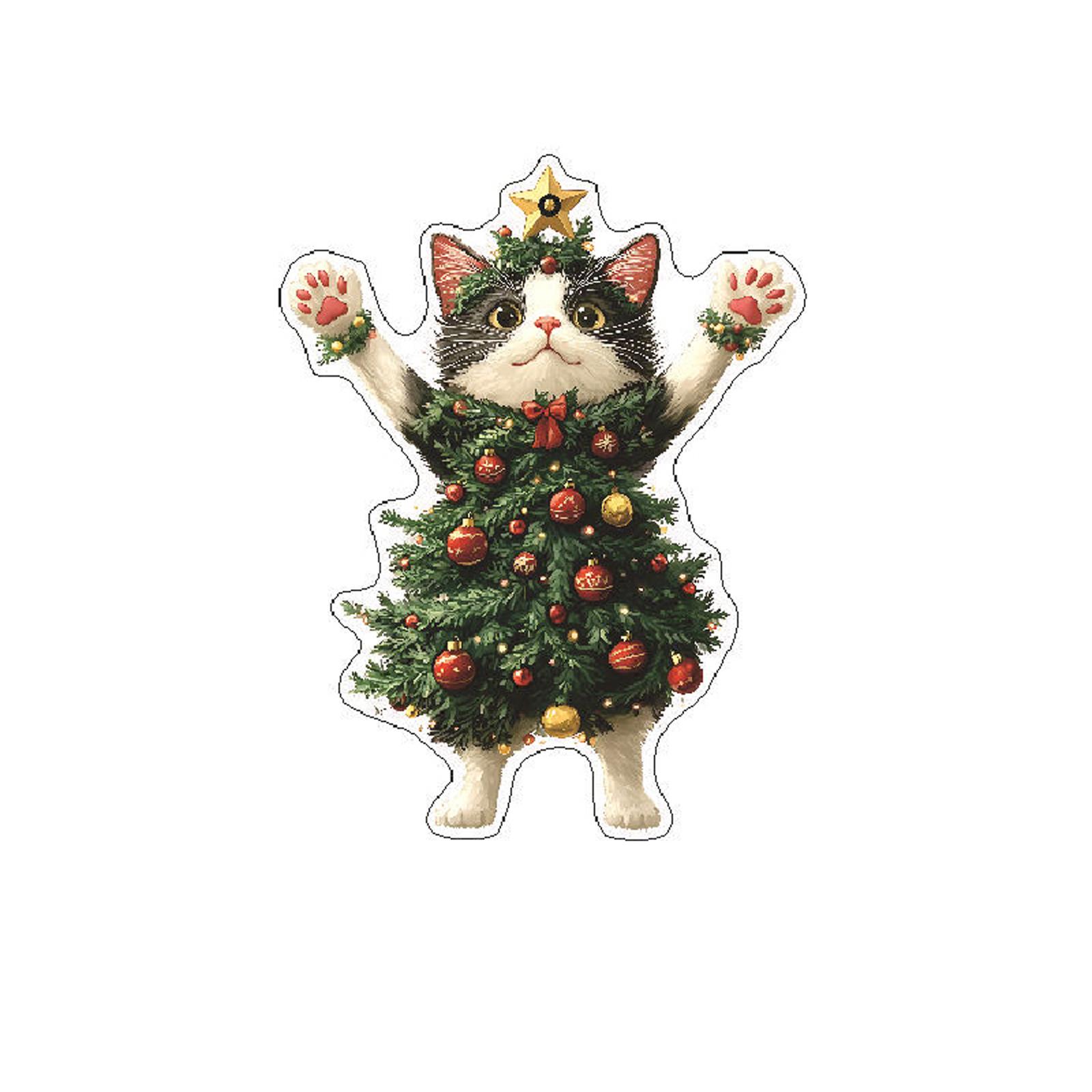 

Украшения для рождественской елки, акриловые милые подвесные украшения в виде кота для дверей, стен, окон, для помещений, праздничных принадлежностей 6.1cm*8cm белый