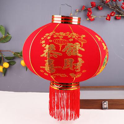 1Pc Flocking Cloth Red Lantern Chinese  Year'S Eve Decoration 2025 Spring Festival Celebration Hanging Lanterns Pendant