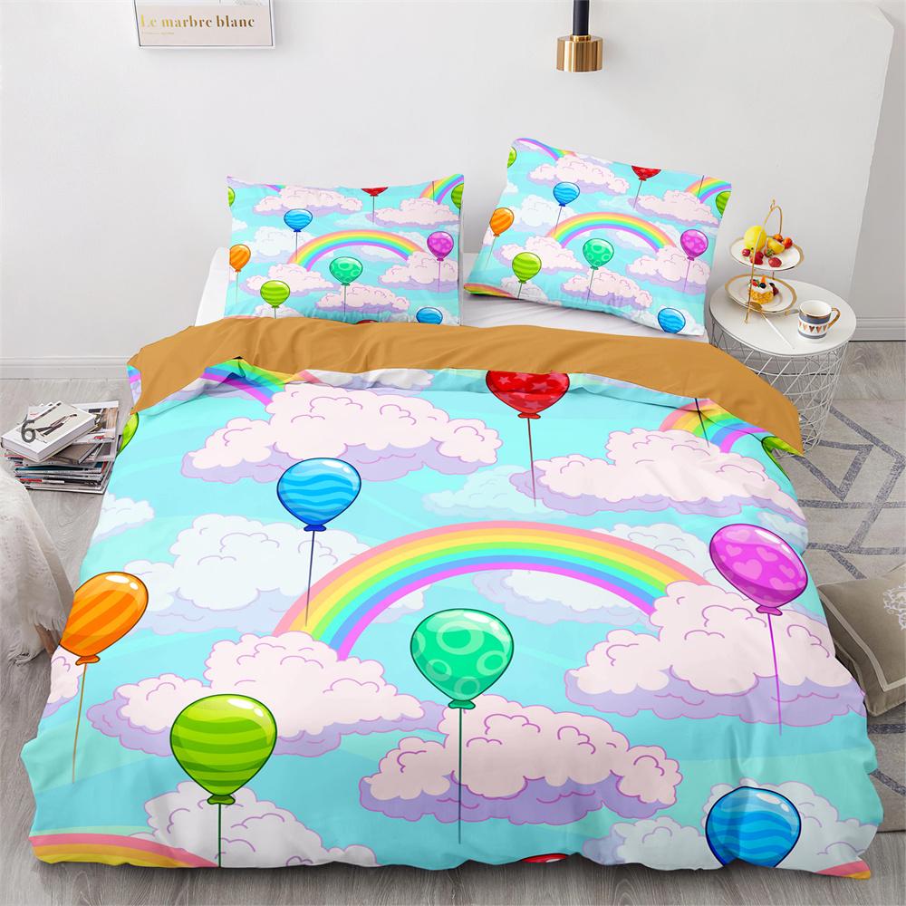 Rainbow Birds Star Duvet Cover Set Twin Full Size Cute Polyester Comforter Cover For Kids Boys Girls Bedding Set Quilt Cover