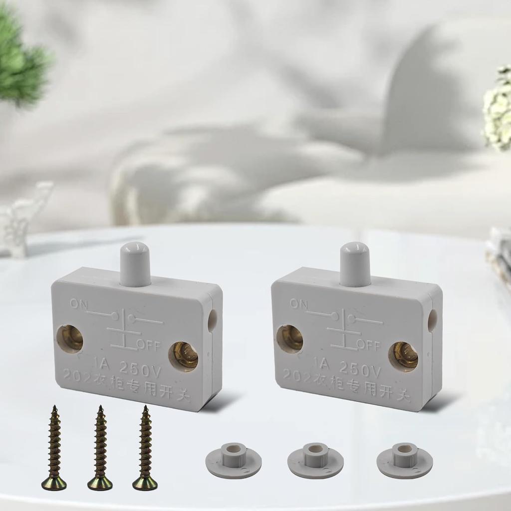 2PCS Cabinet Light Switch, White Touch Switches for Closet Door, Automatic Open/Close Door Switch for Wardrobe, Pantry, and Cabinet, Compatible with