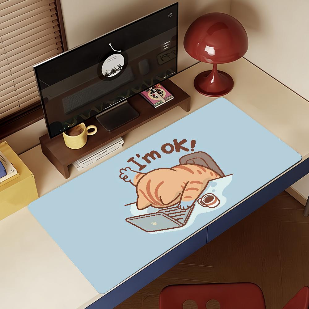 Cute Cat Illustration Mouse Pad For Office Gaming And Keyboards Non-Slip Large Waterproof