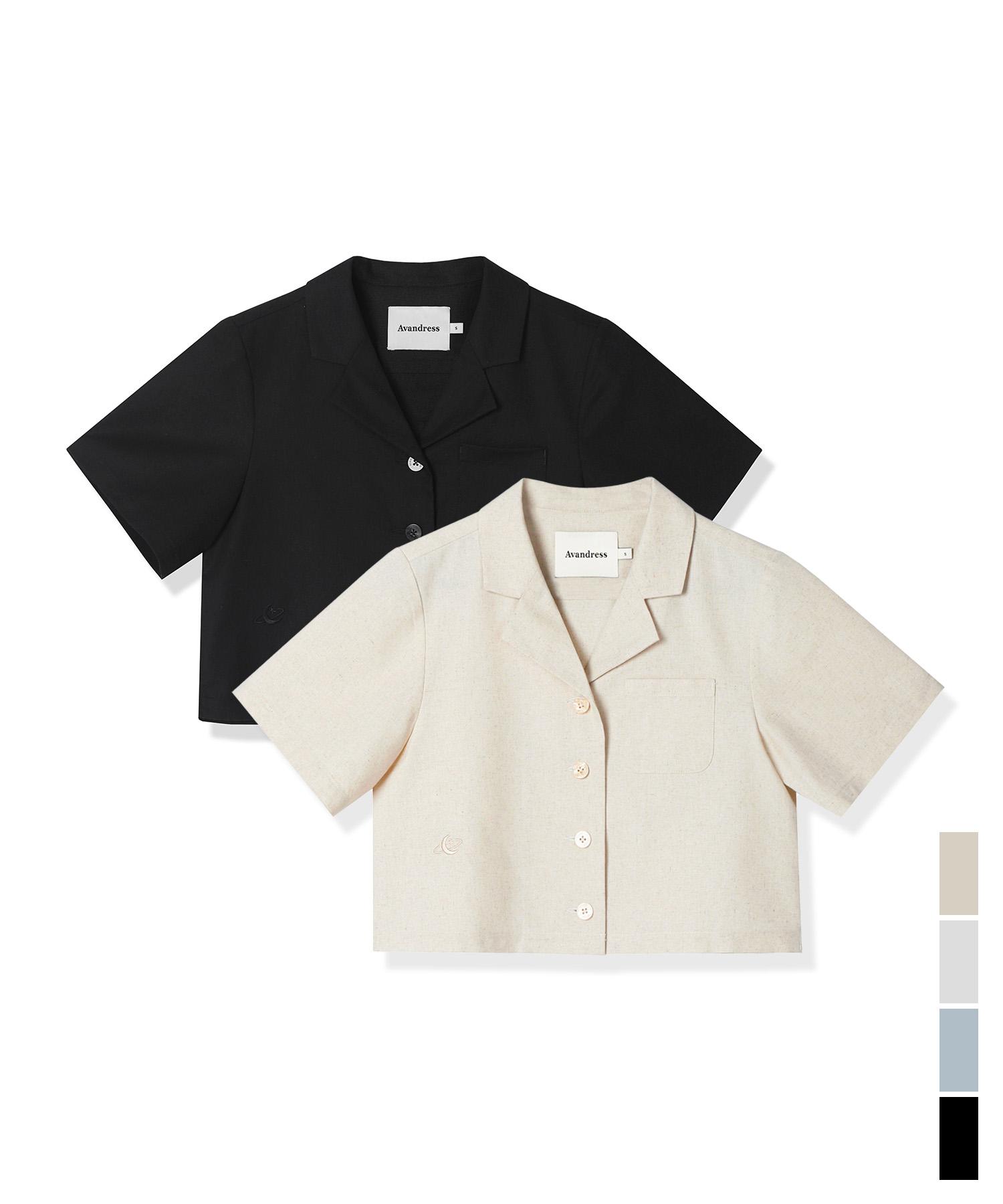 Urban Dress French Linen Like Slim Crop Shirt - 4Col Black/M