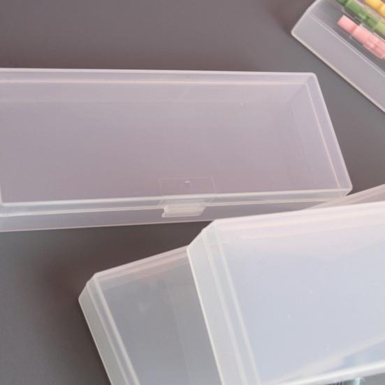 Plastic Pencil Box Large Capacity Transparent with Snap-Tight Lid Hard Pencil Box School Office Supplies