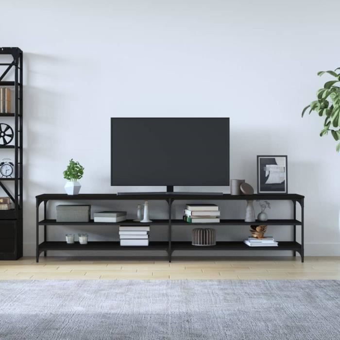 VidaXL Meuble TV noir 200x30x50 cm bois d'ingénierie et métal 826759