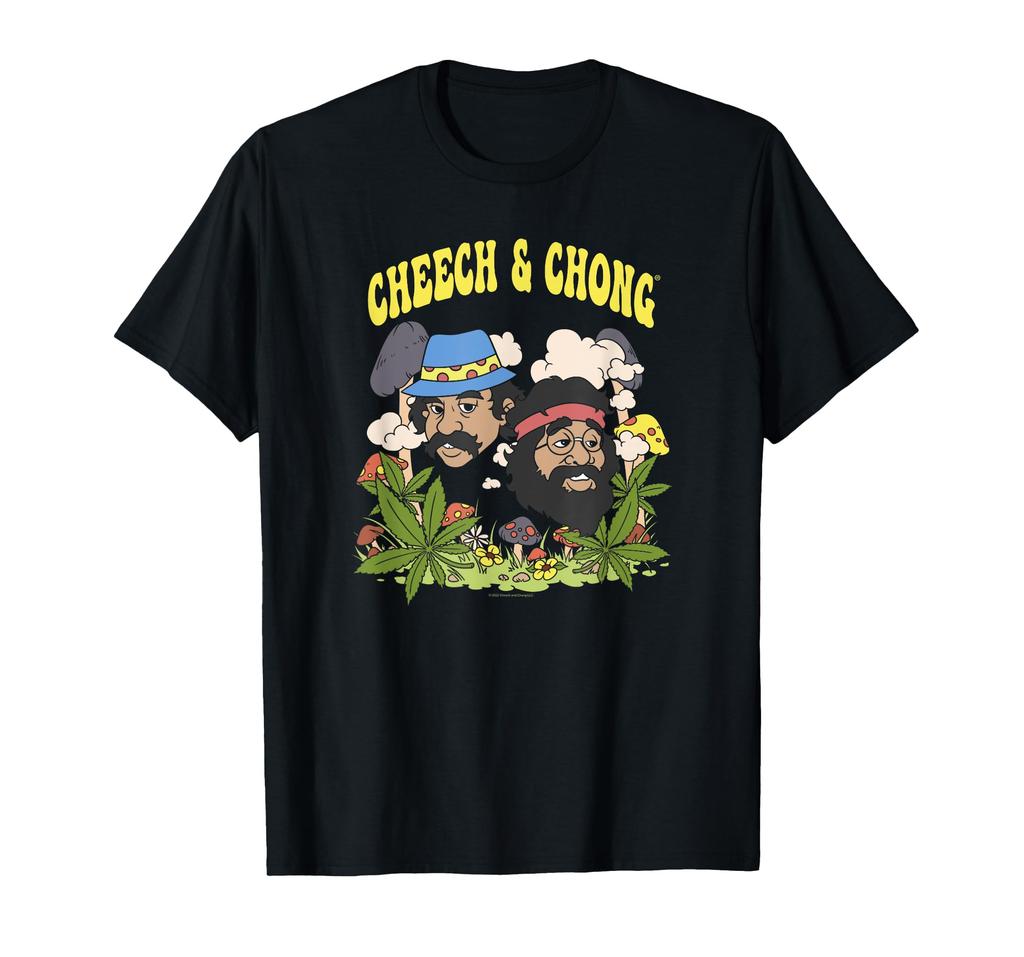 Cheech & Chong Pot Leaves Mushrooms Smoke T-shirt