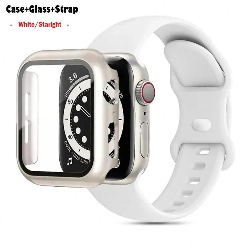 Glas+Gehäuse+Armband Für Uhrenarmband 44mm 41mm 45mm 40mm 38mm 42mm Silikonarmband iWatch Serie 9 8 3 4 5 6 SE 7 Armbänder