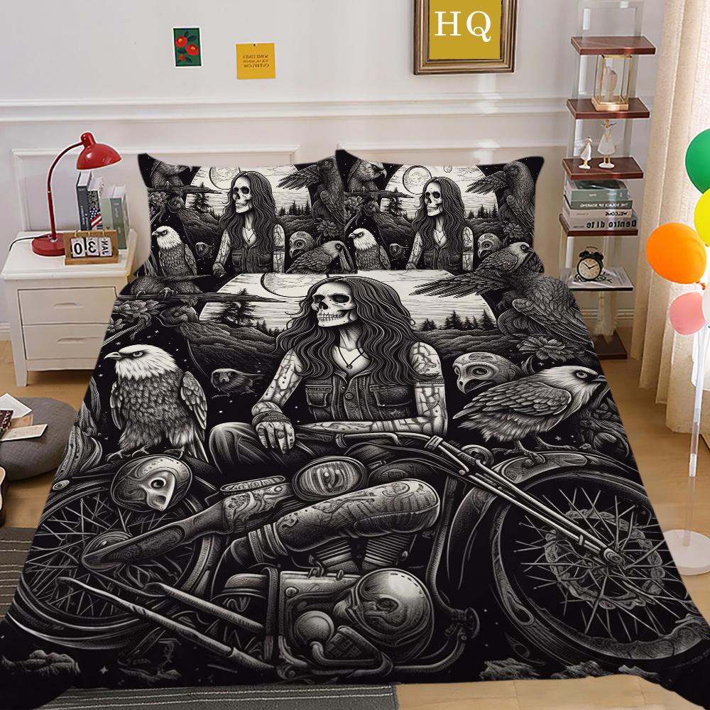 3D Beauty Skull Druck Bettwäsche Twin Size Polyester Tagesdecken Teen Design Mode Heimtextilien