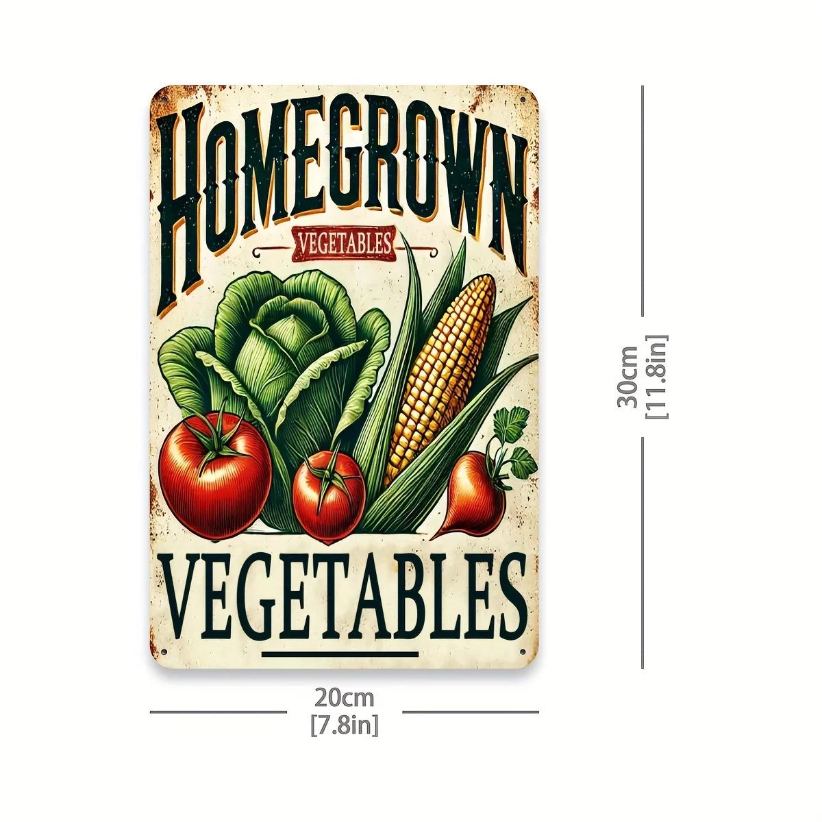 

1 шт. Винтажная алюминиевая табличка Овощи с собственного огорода , Настенный декор для дома, сада, бара - Прочная, водонепроницаемая, для наружного использования 20x30cm белый