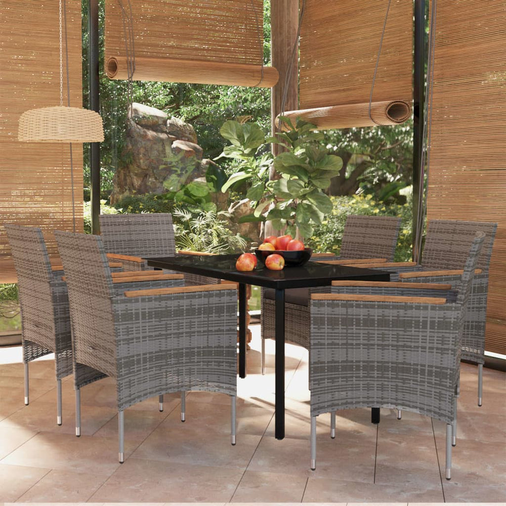Ensemble à manger de jardin coussins 7pcs  et noir