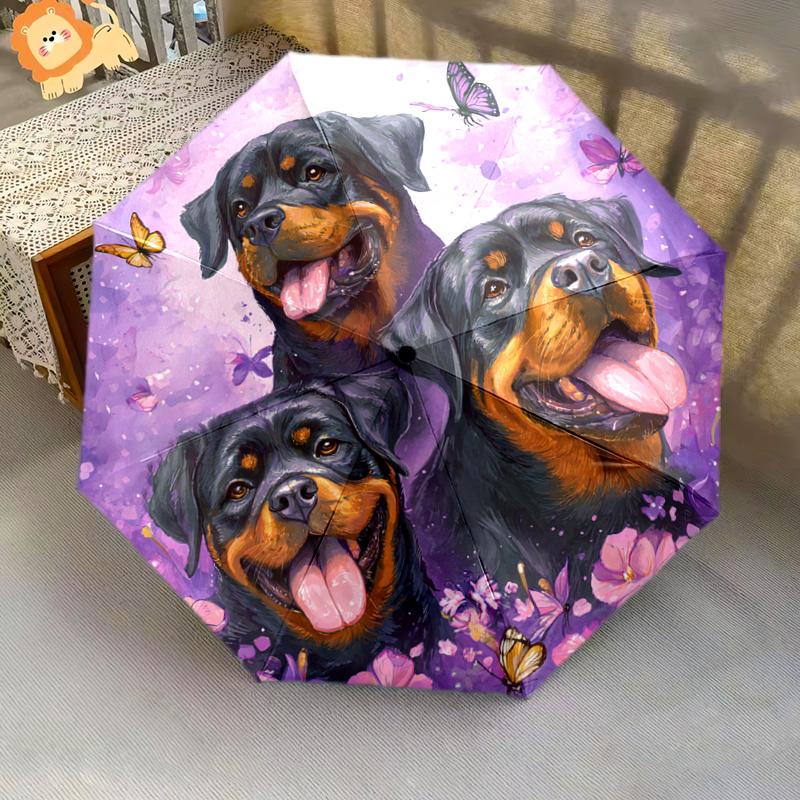 1 PC Automatic Folding Umbrella - Rottweiler Dogs Pattern, Portable & Foldable Design with 8 Ribs, Christmas Birthday Gifts