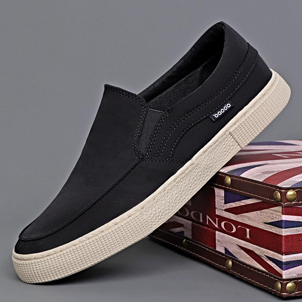 

Fashion Men Casual Canvas Shoes Slip On Flat Shoes Wear-Resisting Male Sneakers Luxury Design Canvas Shoes For Men BD24054 38 чёрный