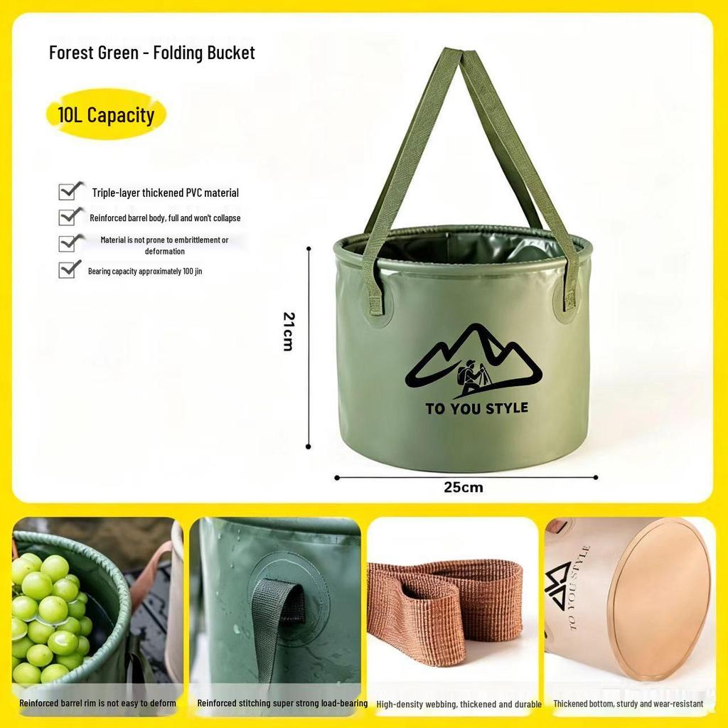 Portable Waterproof Folding Camping & Mountaineering Water Bucket, Large Capacity