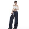 2025 Spring Women's Ruffle Edge Double Waist Saber Pants In Washed Spicy Street Style