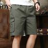 Men Short Pants Summer Casual Shorts Loose Elastic Waist Adjustable Drawstring Multi-Pockets Middle-aged Male Knee Length Sports Trousers