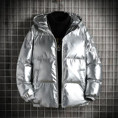 Winter Mens Down Coat Thick Warm Clothing Solid Color Reflective Hoodies Hooded Jacket Windproof Windbreaker Outdoor Outwear For Men Plus Size S-5XL