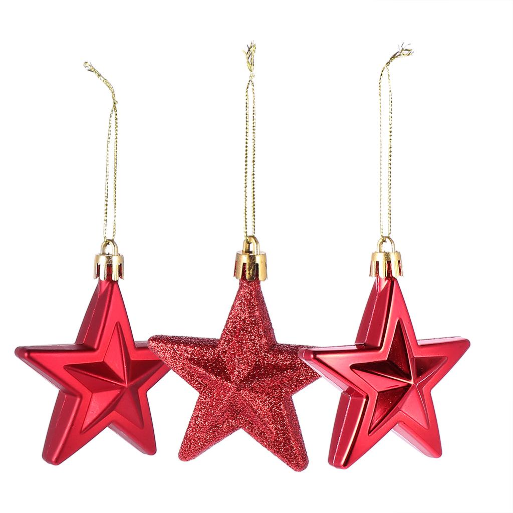 18 Stück Weihnachtsbaumschmuck 7cm Dreidimensionaler Fünfzackiger Stern Weihnachtsbaum Hängeornamente Rot