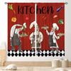 Retro Tableware Kitchen Text Curtain Panels,Distressed Wood Fork Spoon Sweet Home Slogan Full Print Drapes For Bakery Cafe Decor