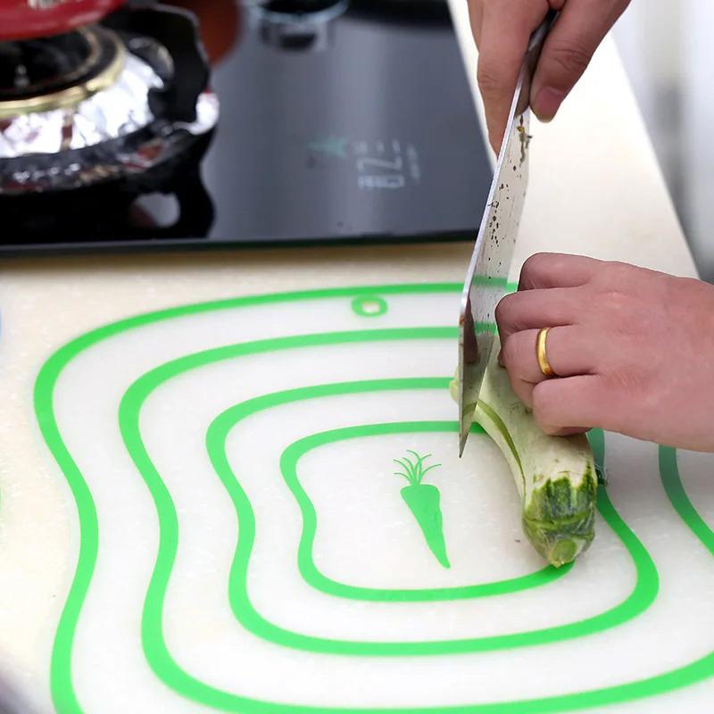 Three Sizes Colored Line Kitchen Non-Slip Chopping Blocks Tool Flexible Transparent Cutting Board Kitchen Pp Cutting Boards