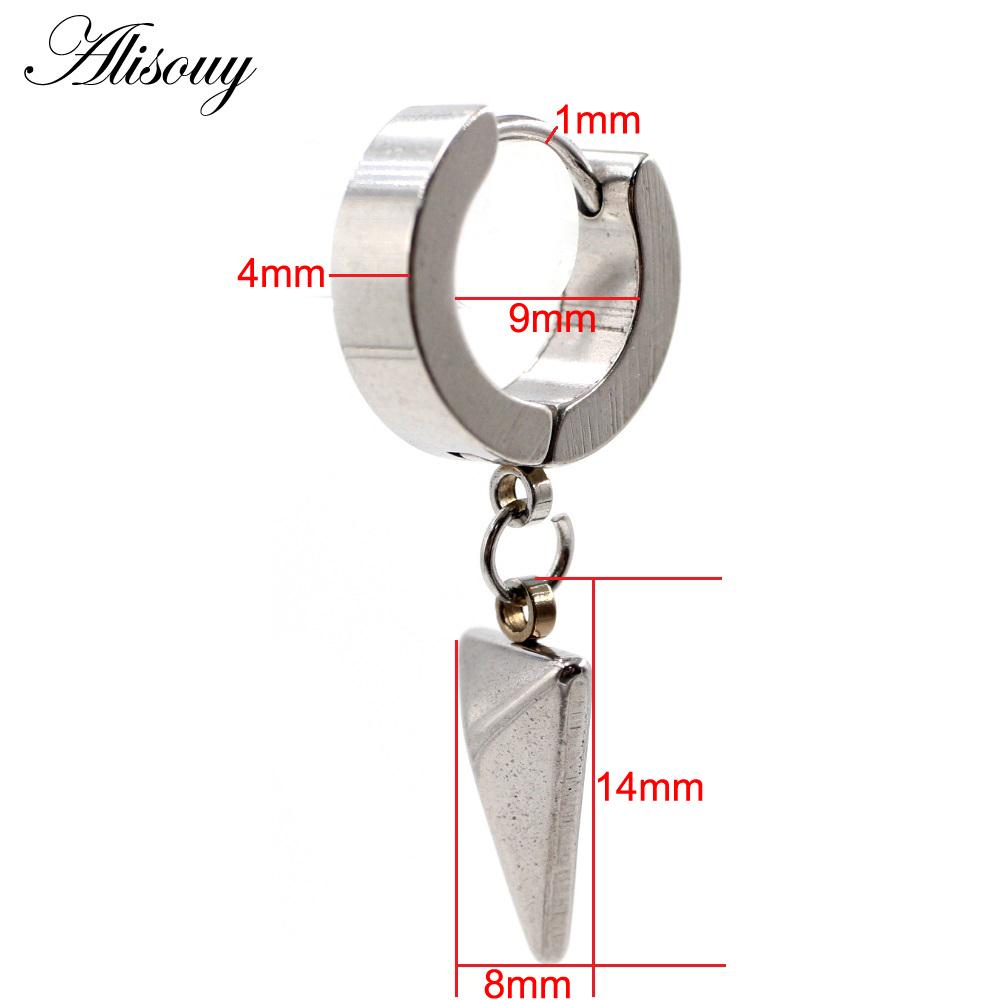Alisouy 2pcs Stainless Steel Stud Huggie Hoop Earrings for Women Men Triangle Dangle Earrings Punk Hiphop Style Goth Earrings