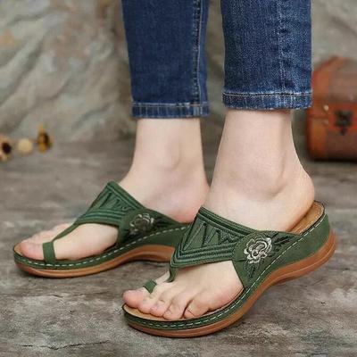Sommer Damen Sandalen Roman Retro Sticken Einfarbig Keil Damen Sandalen Slip On Platform Strand Klassische Damen Wasserschuhe