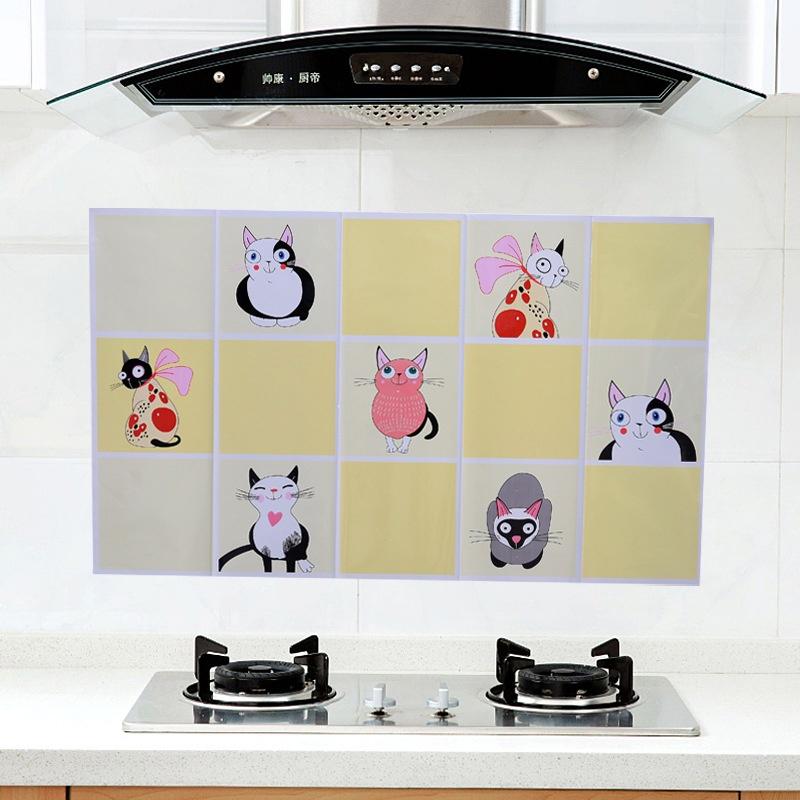 2PCS Kitchen Film Wall Stickers Waterproof and Oil Resistant High Temperature Ceramic Tile Stickers