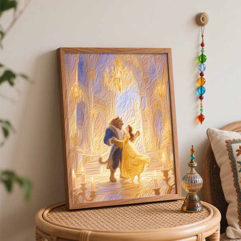 disney beauty and the beast digital oil painting hand painting kit diy home decoration.romantic ballroom dance scene.canvas art