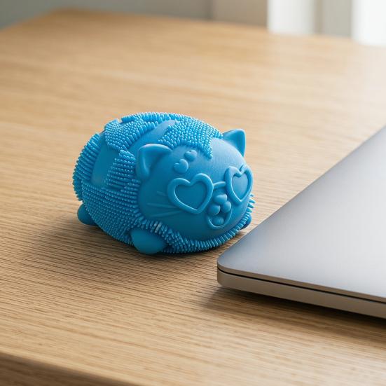 Mini Fuzz Cat Squeeze Toy Stress Relief Fuzzy Ball Fidget Toy Focus Aid Relaxation Anxiety Relieving Office Desk Toy