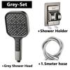 Large Panel Shower Head 7 Adjustable Modes High Pressure Boost One Click Shut Off with 1.5M Hose and Wall Bracket Set