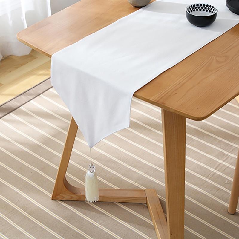 Buy Simple Modern Solid White/black Table Runners Tassel Decorative