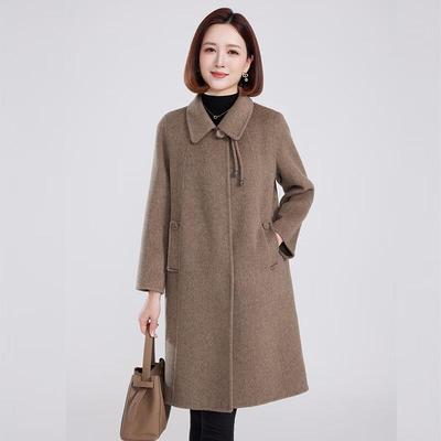 Cappotto da donna Fengxun a doppio petto, lunghezza media, 100% lana